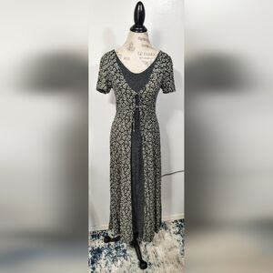 Vintage 90's All that Jazz Dark Green Daisy Cottagecore Dress